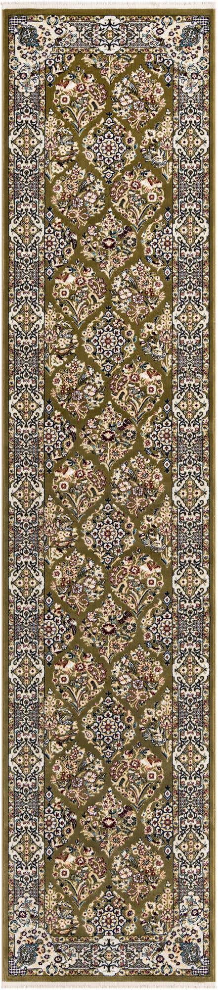 Green 3' x 13' 1 Narenj Runner Area Rug 85% Polypropylene & 15% Polyester Traditional Classic Carpet for Living, Dining, Bedrooms, Office for Sale at Rug Engine
