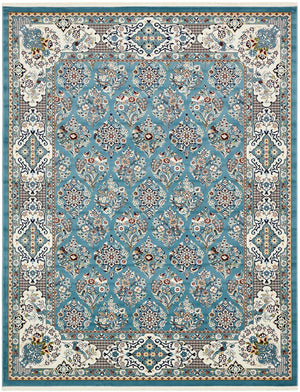 Blue 7' 10 x 10' Narenj Rectangle Area Rug 85% Polypropylene & 15% Polyester Traditional Classic Carpet for Living, Dining, Bedrooms, Office for Sale at Rug Engine