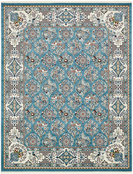 Blue 7' 10 x 10' Narenj Rectangle Area Rug 85% Polypropylene & 15% Polyester Traditional Classic Carpet for Living, Dining, Bedrooms, Office for Sale at Rug Engine