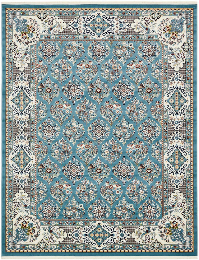 Blue 7' 10 x 10' Narenj Rectangle Area Rug 85% Polypropylene & 15% Polyester Traditional Classic Carpet for Living, Dining, Bedrooms, Office for Sale at Rug Engine