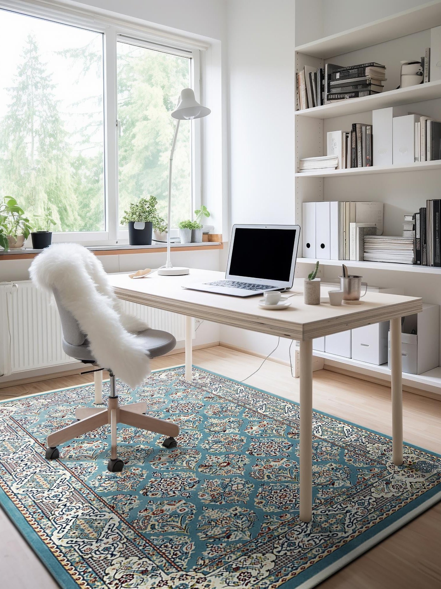 Blue 3' 1 x 5' 3 Narenj Rectangle Area Rug 85% Polypropylene & 15% Polyester Traditional Classic Carpet for Living, Dining, Bedrooms, Office for Sale at Rug Engine