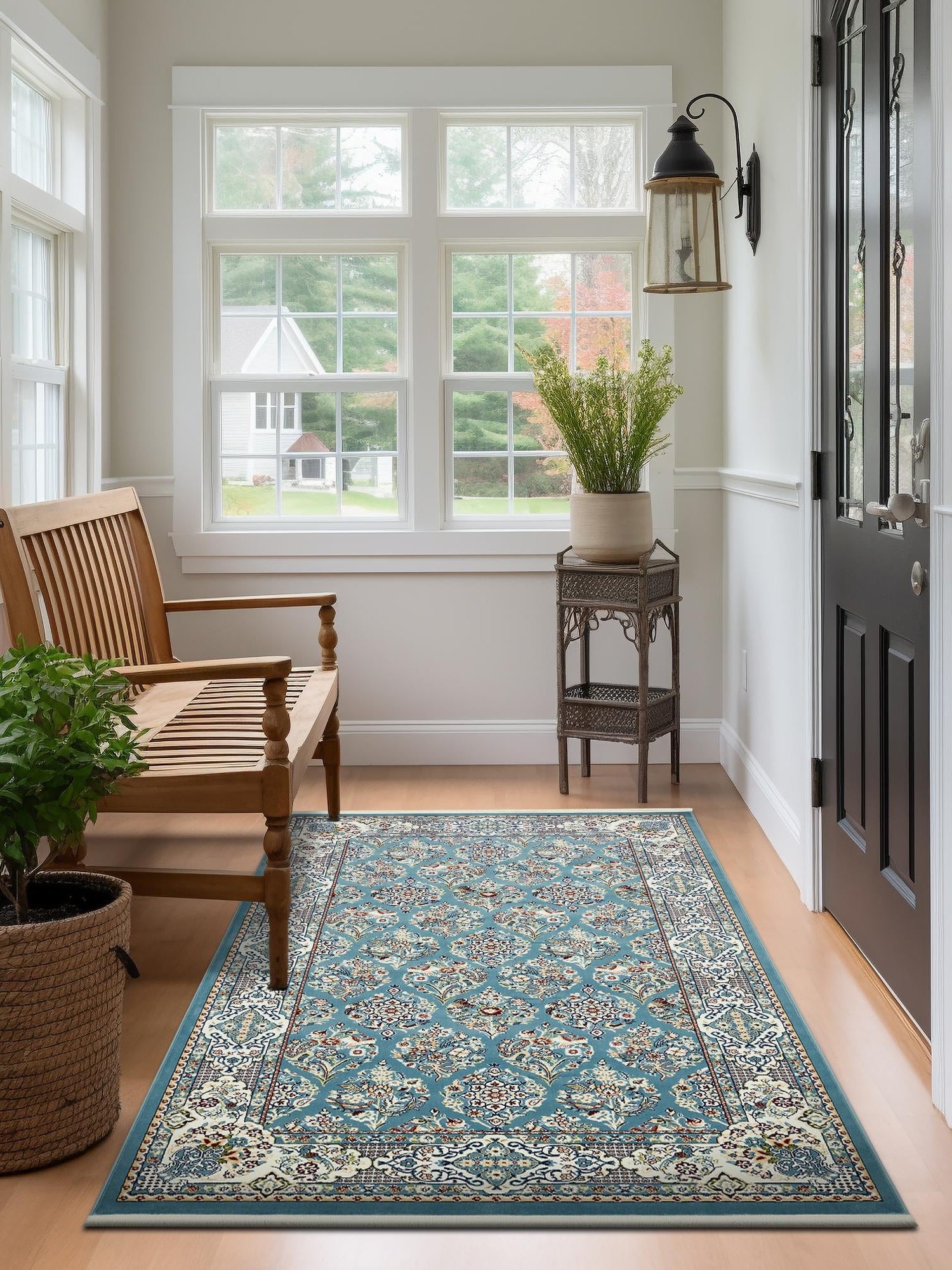 Blue 3' 1 x 5' 3 Narenj Rectangle Area Rug 85% Polypropylene & 15% Polyester Traditional Classic Carpet for Living, Dining, Bedrooms, Office for Sale at Rug Engine