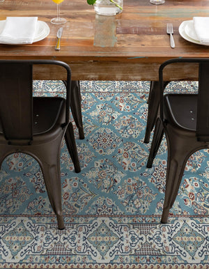 Blue 10' x 13' 1 Narenj Rectangle Area Rug 85% Polypropylene & 15% Polyester Traditional Classic Carpet for Living, Dining, Bedrooms, Office for Sale at Rug Engine