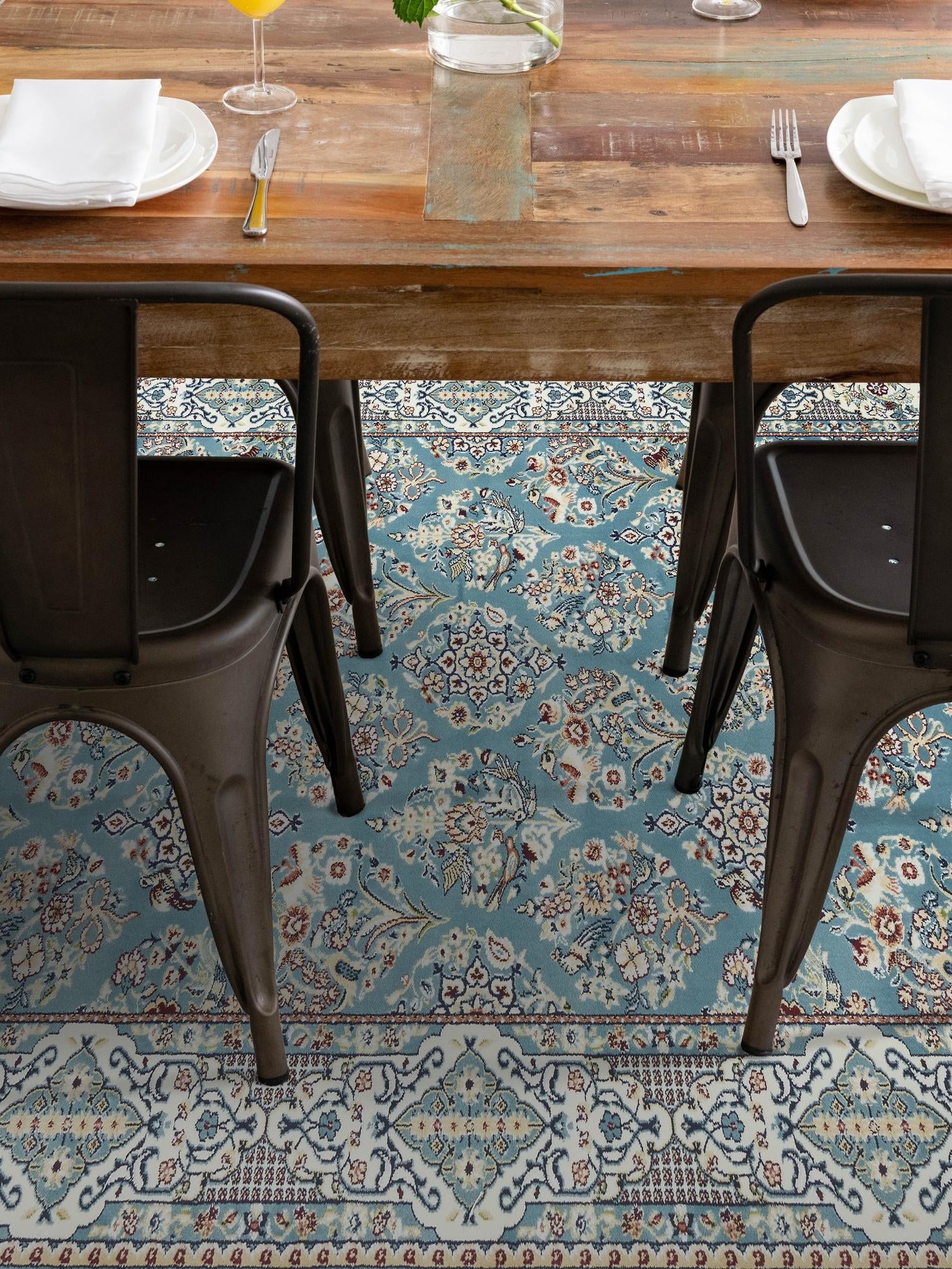 Blue 3' 1 x 5' 3 Narenj Rectangle Area Rug 85% Polypropylene & 15% Polyester Traditional Classic Carpet for Living, Dining, Bedrooms, Office for Sale at Rug Engine