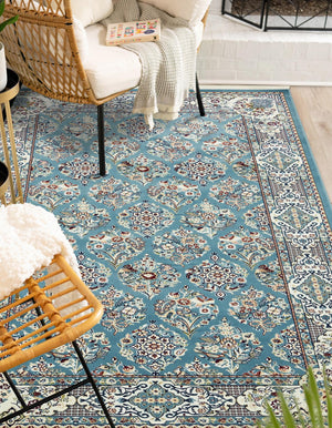 Blue 10' x 13' 1 Narenj Rectangle Area Rug 85% Polypropylene & 15% Polyester Traditional Classic Carpet for Living, Dining, Bedrooms, Office for Sale at Rug Engine