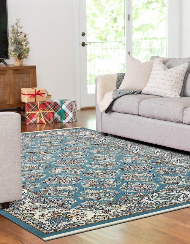 Blue 7' 10 x 10' Narenj Rectangle Area Rug 85% Polypropylene & 15% Polyester Traditional Classic Carpet for Living, Dining, Bedrooms, Office for Sale at Rug Engine