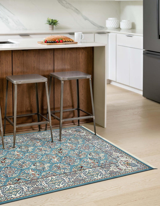Blue 7' 10 x 10' Narenj Rectangle Area Rug 85% Polypropylene & 15% Polyester Traditional Classic Carpet for Living, Dining, Bedrooms, Office for Sale at Rug Engine