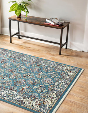 Blue 5' 3 x 8' Narenj Rectangle Area Rug 85% Polypropylene & 15% Polyester Traditional Classic Carpet for Living, Dining, Bedrooms, Office for Sale at Rug Engine