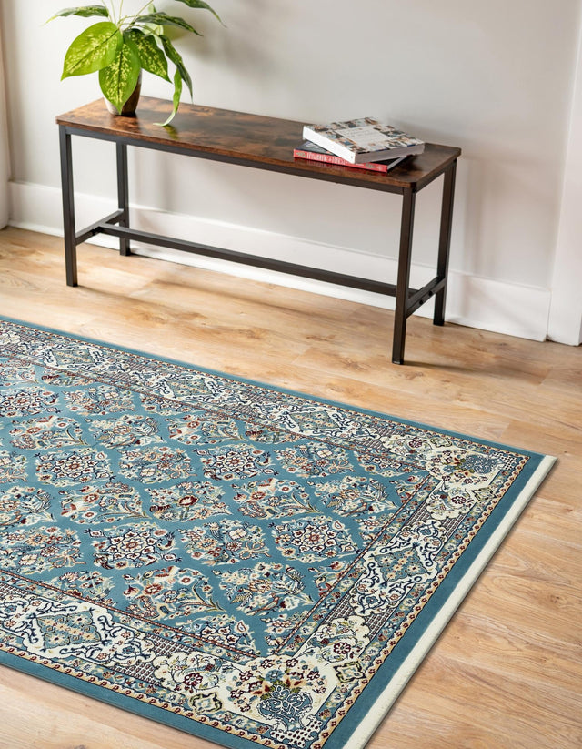 Blue 7' 10 x 10' Narenj Rectangle Area Rug 85% Polypropylene & 15% Polyester Traditional Classic Carpet for Living, Dining, Bedrooms, Office for Sale at Rug Engine