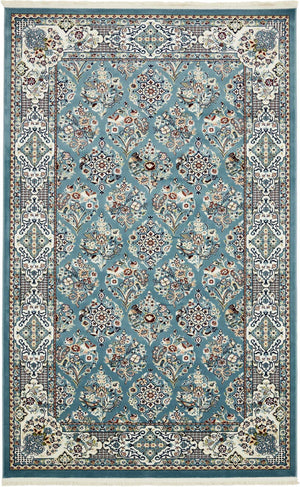 Blue 5' 3 x 8' Narenj Rectangle Area Rug 85% Polypropylene & 15% Polyester Traditional Classic Carpet for Living, Dining, Bedrooms, Office for Sale at Rug Engine