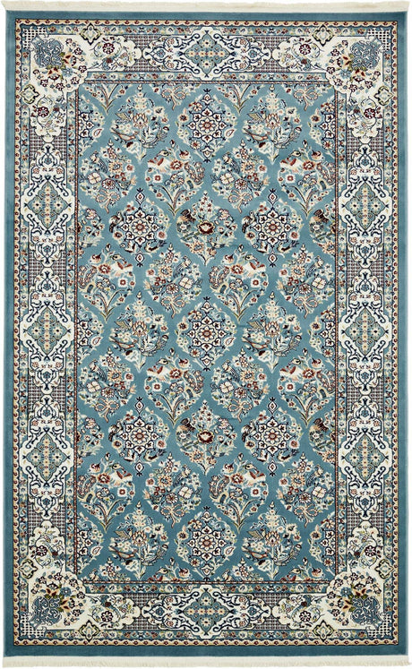 Blue 5' 3 x 8' Narenj Rectangle Area Rug 85% Polypropylene & 15% Polyester Traditional Classic Carpet for Living, Dining, Bedrooms, Office for Sale at Rug Engine