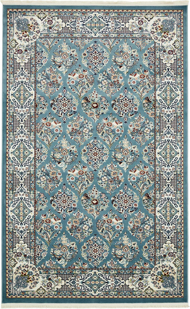 Blue 5' 3 x 8' Narenj Rectangle Area Rug 85% Polypropylene & 15% Polyester Traditional Classic Carpet for Living, Dining, Bedrooms, Office for Sale at Rug Engine