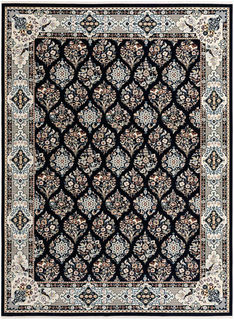 Navy Blue 10' x 13' Narenj Rectangle Area Rug 85% Polypropylene & 15% Polyester Traditional Classic Carpet for Living, Dining, Bedrooms, Office for Sale at Rug Engine