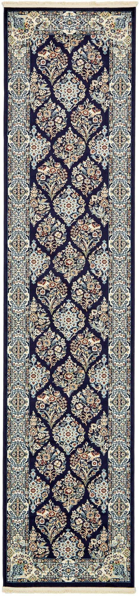 Navy Blue 2' 11 x 13' 1 Narenj Runner Area Rug 85% Polypropylene & 15% Polyester Traditional Classic Carpet for Living, Dining, Bedrooms, Office for Sale at Rug Engine