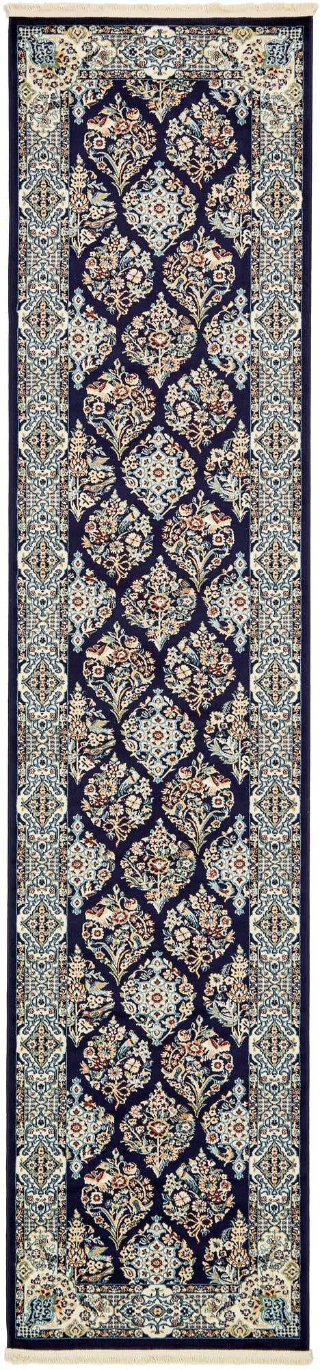 Navy Blue 2' 11 x 13' 1 Narenj Runner Area Rug 85% Polypropylene & 15% Polyester Traditional Classic Carpet for Living, Dining, Bedrooms, Office for Sale at Rug Engine