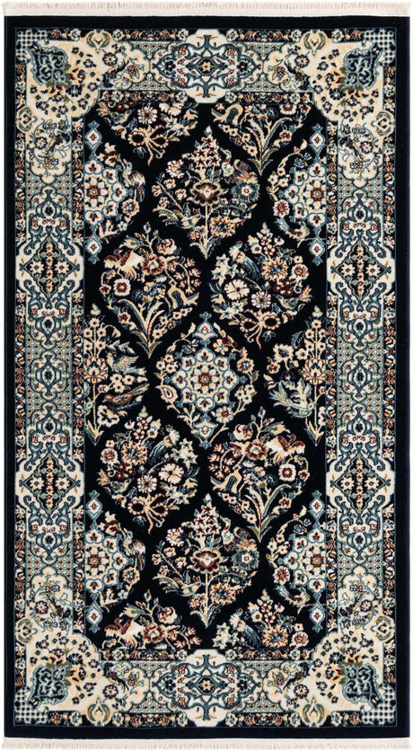 Navy Blue 3' 1 x 5' 3 Narenj Rectangle Area Rug 85% Polypropylene & 15% Polyester Traditional Classic Carpet for Living, Dining, Bedrooms, Office for Sale at Rug Engine