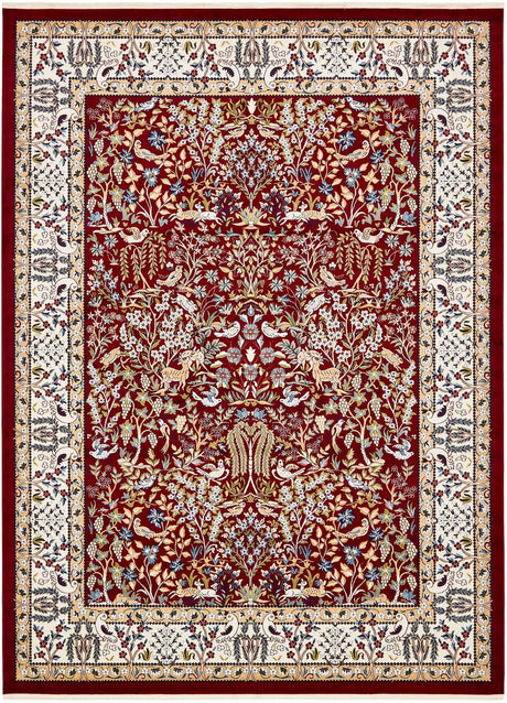 Burgundy 10' x 13' 1 Narenj Rectangle Area Rug 85% Polypropylene & 15% Polyester Traditional Classic Carpet for Living, Dining, Bedrooms, Office for Sale at Rug Engine