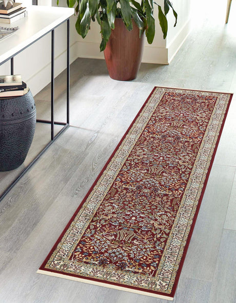 Burgundy 2' 11 x 13' 1 Narenj Runner Area Rug 85% Polypropylene & 15% Polyester Traditional Classic Carpet for Living, Dining, Bedrooms, Office for Sale at Rug Engine