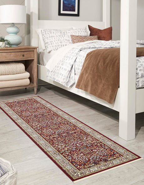 Burgundy 2' 11 x 13' 1 Narenj Runner Area Rug 85% Polypropylene & 15% Polyester Traditional Classic Carpet for Living, Dining, Bedrooms, Office for Sale at Rug Engine