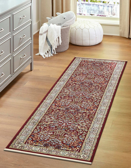Burgundy 2' 11 x 13' 1 Narenj Runner Area Rug 85% Polypropylene & 15% Polyester Traditional Classic Carpet for Living, Dining, Bedrooms, Office for Sale at Rug Engine