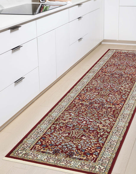 Burgundy 2' 11 x 13' 1 Narenj Runner Area Rug 85% Polypropylene & 15% Polyester Traditional Classic Carpet for Living, Dining, Bedrooms, Office for Sale at Rug Engine