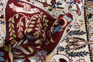 Burgundy 7' 10 x 10' Narenj Rectangle Area Rug 85% Polypropylene & 15% Polyester Traditional Classic Carpet for Living, Dining, Bedrooms, Office for Sale at Rug Engine