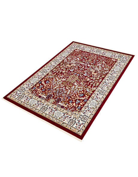 Burgundy 7' 10 x 10' Narenj Rectangle Area Rug 85% Polypropylene & 15% Polyester Traditional Classic Carpet for Living, Dining, Bedrooms, Office for Sale at Rug Engine