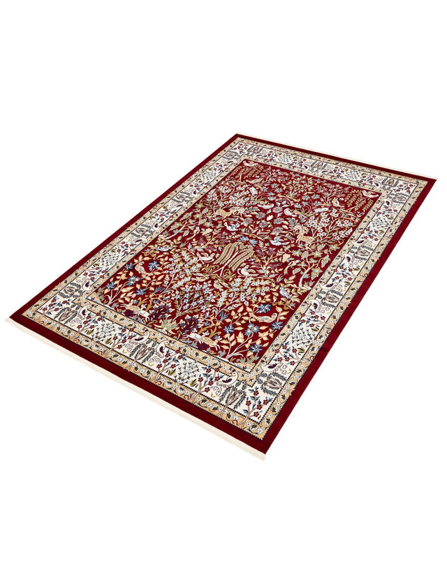 Burgundy 7' 10 x 10' Narenj Rectangle Area Rug 85% Polypropylene & 15% Polyester Traditional Classic Carpet for Living, Dining, Bedrooms, Office for Sale at Rug Engine