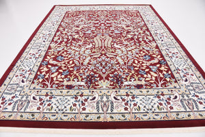 Burgundy 7' 10 x 10' Narenj Rectangle Area Rug 85% Polypropylene & 15% Polyester Traditional Classic Carpet for Living, Dining, Bedrooms, Office for Sale at Rug Engine