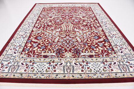Burgundy 7' 10 x 10' Narenj Rectangle Area Rug 85% Polypropylene & 15% Polyester Traditional Classic Carpet for Living, Dining, Bedrooms, Office for Sale at Rug Engine