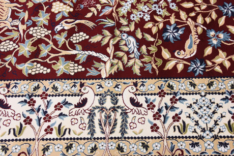 Burgundy 7' 10 x 10' Narenj Rectangle Area Rug 85% Polypropylene & 15% Polyester Traditional Classic Carpet for Living, Dining, Bedrooms, Office for Sale at Rug Engine