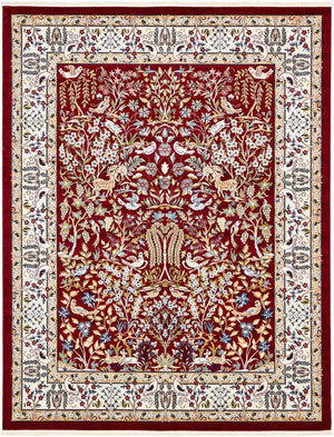 Burgundy 7' 10 x 10' Narenj Rectangle Area Rug 85% Polypropylene & 15% Polyester Traditional Classic Carpet for Living, Dining, Bedrooms, Office for Sale at Rug Engine