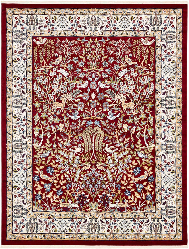 Burgundy 7' 10 x 10' Narenj Rectangle Area Rug 85% Polypropylene & 15% Polyester Traditional Classic Carpet for Living, Dining, Bedrooms, Office for Sale at Rug Engine