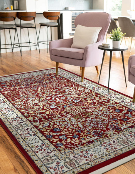 Burgundy 3' 1 x 5' 3 Narenj Rectangle Area Rug 85% Polypropylene & 15% Polyester Traditional Classic Carpet for Living, Dining, Bedrooms, Office for Sale at Rug Engine