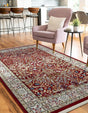 Burgundy 5' 3 x 8' Narenj Rectangle Area Rug 85% Polypropylene & 15% Polyester Traditional Classic Carpet for Living, Dining, Bedrooms, Office for Sale at Rug Engine