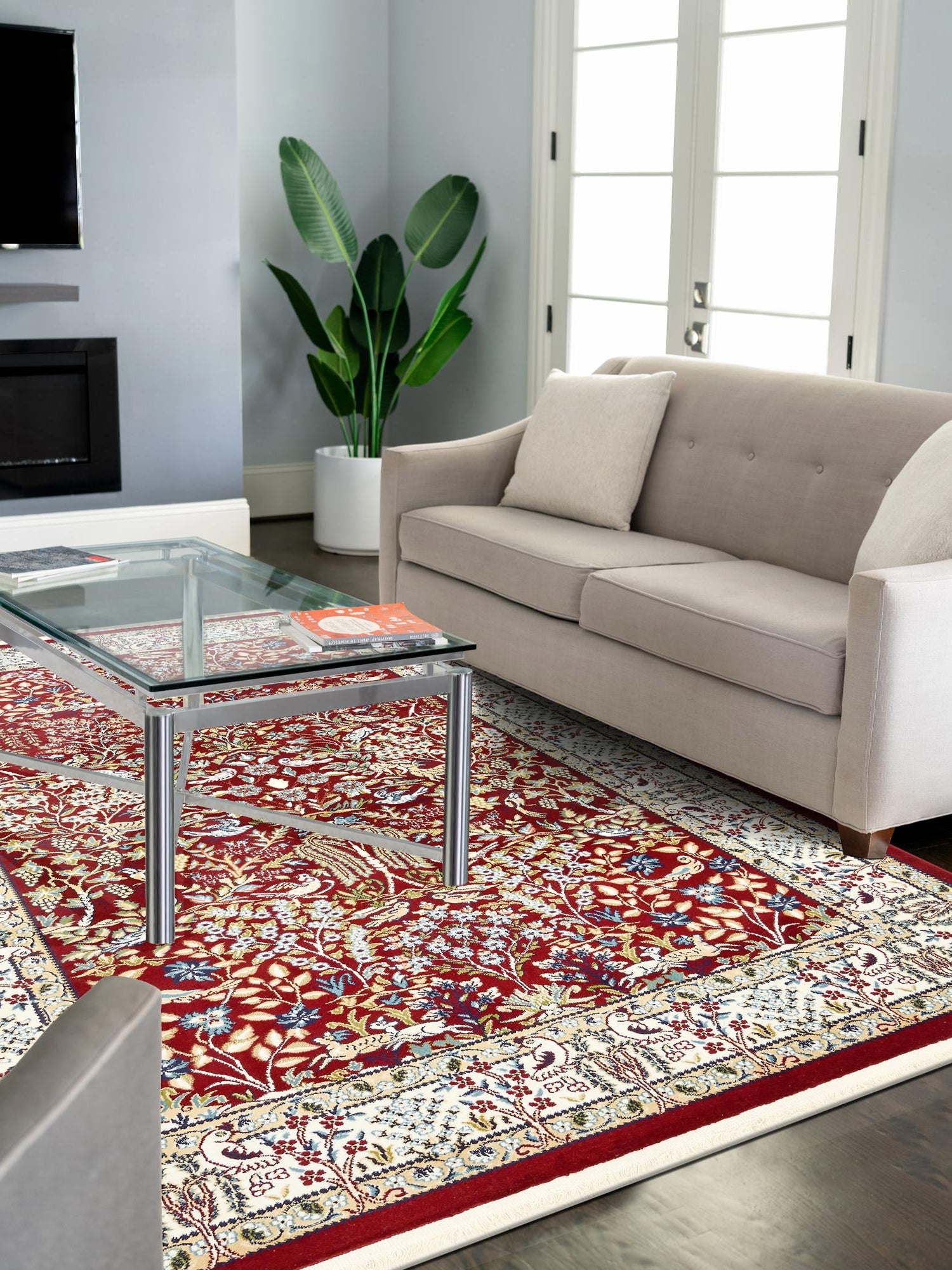 Burgundy 10' x 13' 1 Narenj Rectangle Area Rug 85% Polypropylene & 15% Polyester Traditional Classic Carpet for Living, Dining, Bedrooms, Office for Sale at Rug Engine