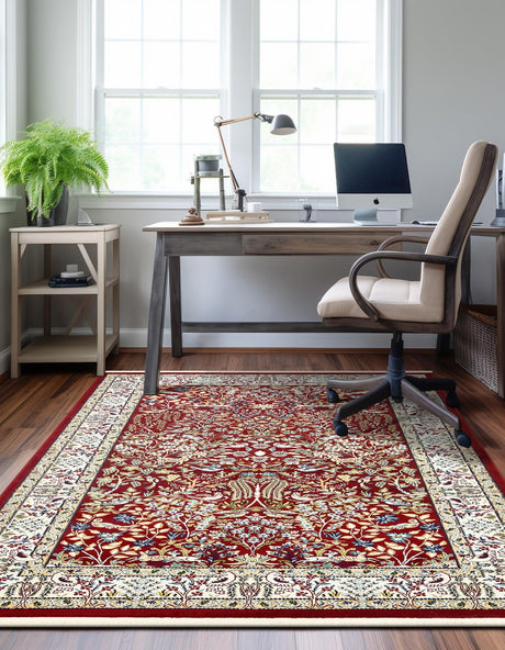 Burgundy 10' x 13' 1 Narenj Rectangle Area Rug 85% Polypropylene & 15% Polyester Traditional Classic Carpet for Living, Dining, Bedrooms, Office for Sale at Rug Engine