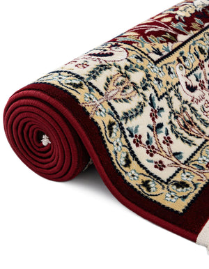 Burgundy 7' 10 x 10' Narenj Rectangle Area Rug 85% Polypropylene & 15% Polyester Traditional Classic Carpet for Living, Dining, Bedrooms, Office for Sale at Rug Engine