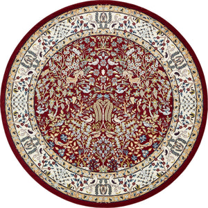 Burgundy 10' x 10' Narenj Round Area Rug 85% Polypropylene & 15% Polyester Traditional Classic Carpet for Living, Dining, Bedrooms, Office for Sale at Rug Engine