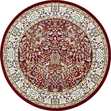 Burgundy 10' x 10' Narenj Round Area Rug 85% Polypropylene & 15% Polyester Traditional Classic Carpet for Living, Dining, Bedrooms, Office for Sale at Rug Engine