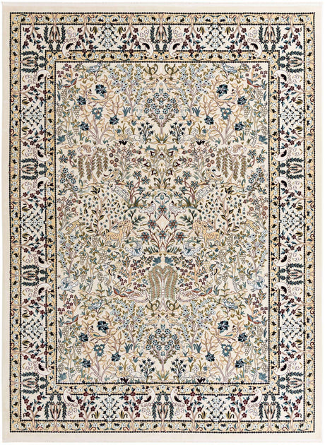 Ivory 10' x 13' Narenj Rectangle Area Rug 85% Polypropylene & 15% Polyester Traditional Classic Carpet for Living, Dining, Bedrooms, Office for Sale at Rug Engine