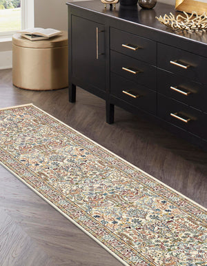 Ivory 2' 11 x 13' 1 Narenj Runner Area Rug 85% Polypropylene & 15% Polyester Traditional Classic Carpet for Living, Dining, Bedrooms, Office for Sale at Rug Engine