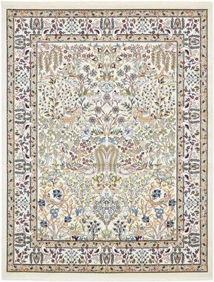 Ivory 7' 10 x 10' Narenj Rectangle Area Rug 85% Polypropylene & 15% Polyester Traditional Classic Carpet for Living, Dining, Bedrooms, Office for Sale at Rug Engine