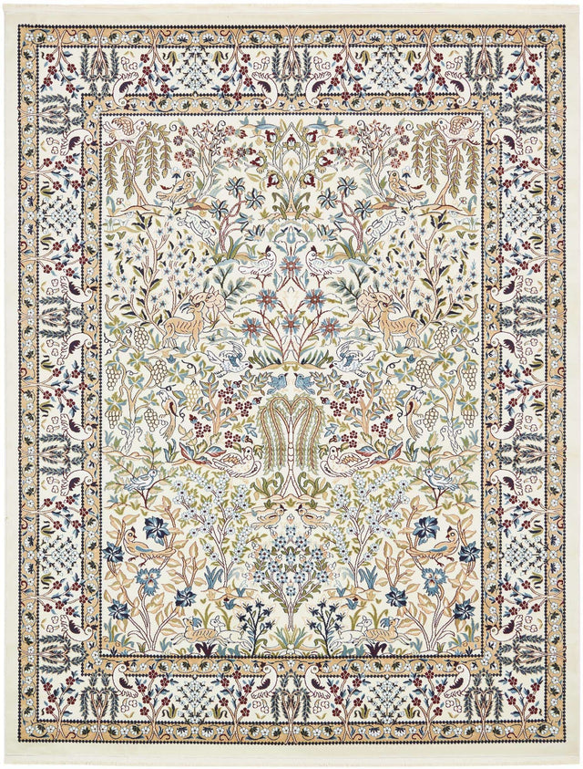 Ivory 7' 10 x 10' Narenj Rectangle Area Rug 85% Polypropylene & 15% Polyester Traditional Classic Carpet for Living, Dining, Bedrooms, Office for Sale at Rug Engine