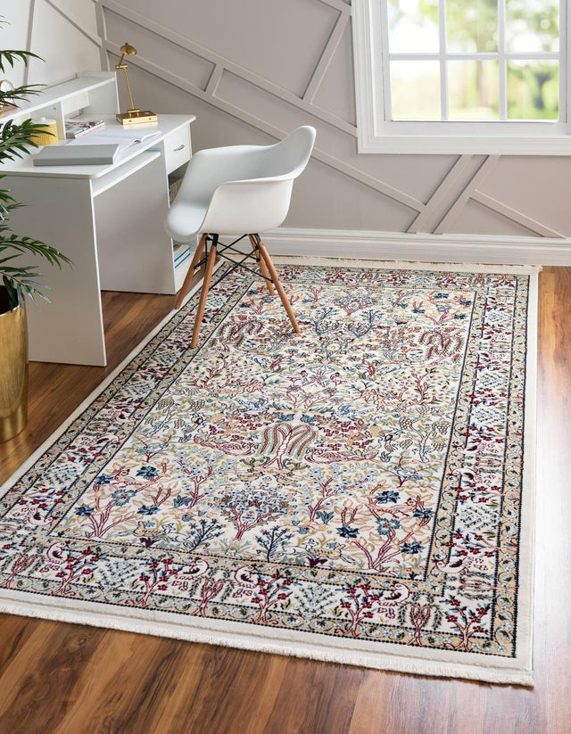 Ivory 5' 3 x 8' Narenj Rectangle Area Rug 85% Polypropylene & 15% Polyester Traditional Classic Carpet for Living, Dining, Bedrooms, Office for Sale at Rug Engine