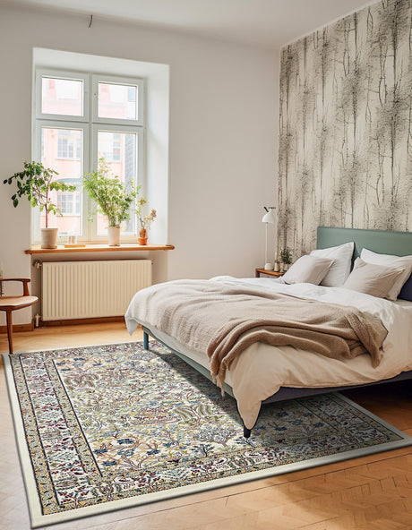 Ivory 10' x 13' Narenj Rectangle Area Rug 85% Polypropylene & 15% Polyester Traditional Classic Carpet for Living, Dining, Bedrooms, Office for Sale at Rug Engine