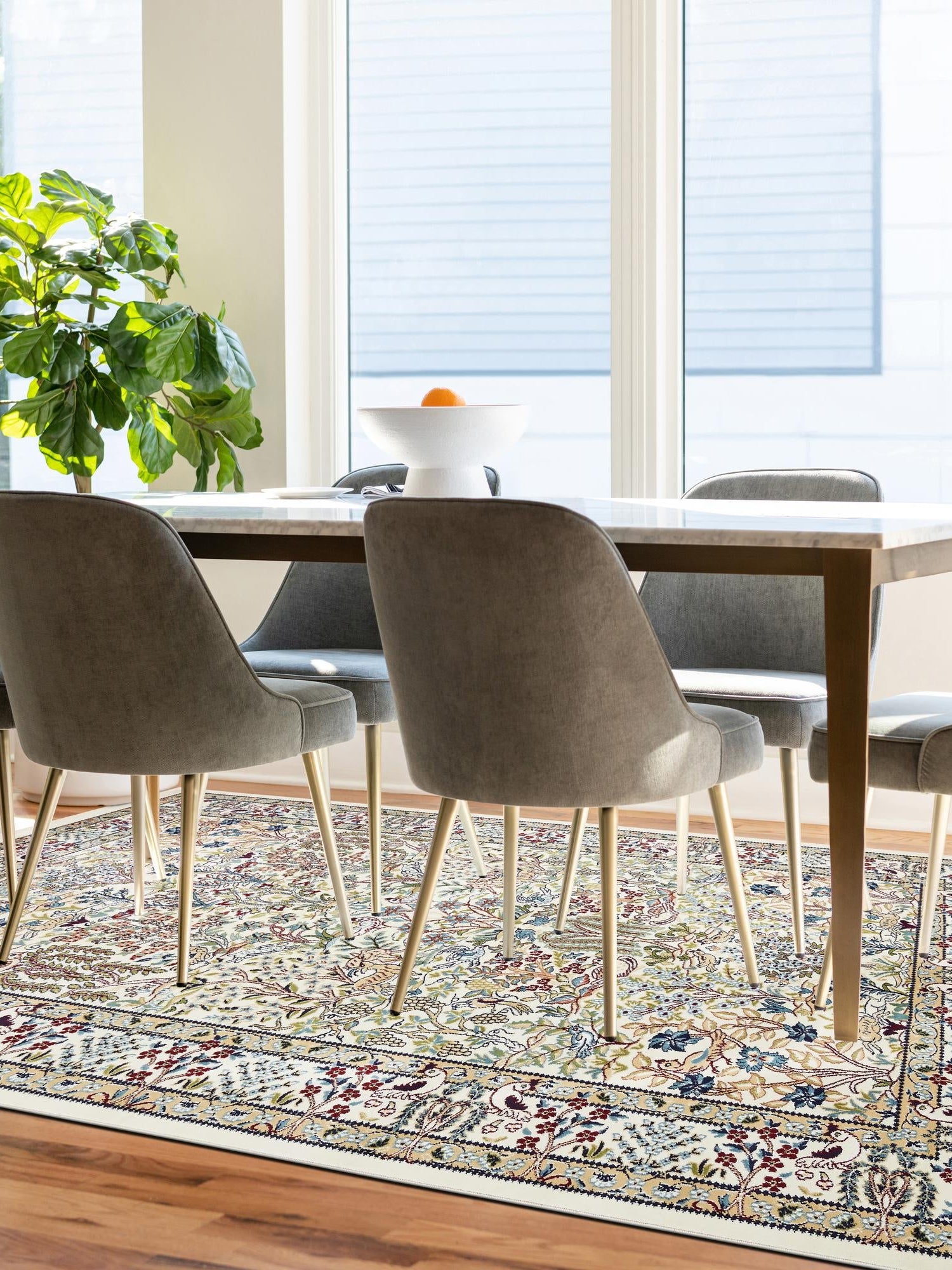 Ivory 7' 10 x 10' Narenj Rectangle Area Rug 85% Polypropylene & 15% Polyester Traditional Classic Carpet for Living, Dining, Bedrooms, Office for Sale at Rug Engine