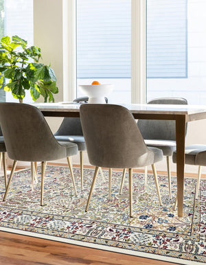 Ivory 7' 10 x 10' Narenj Rectangle Area Rug 85% Polypropylene & 15% Polyester Traditional Classic Carpet for Living, Dining, Bedrooms, Office for Sale at Rug Engine