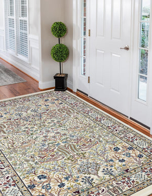Ivory 5' 3 x 8' Narenj Rectangle Area Rug 85% Polypropylene & 15% Polyester Traditional Classic Carpet for Living, Dining, Bedrooms, Office for Sale at Rug Engine