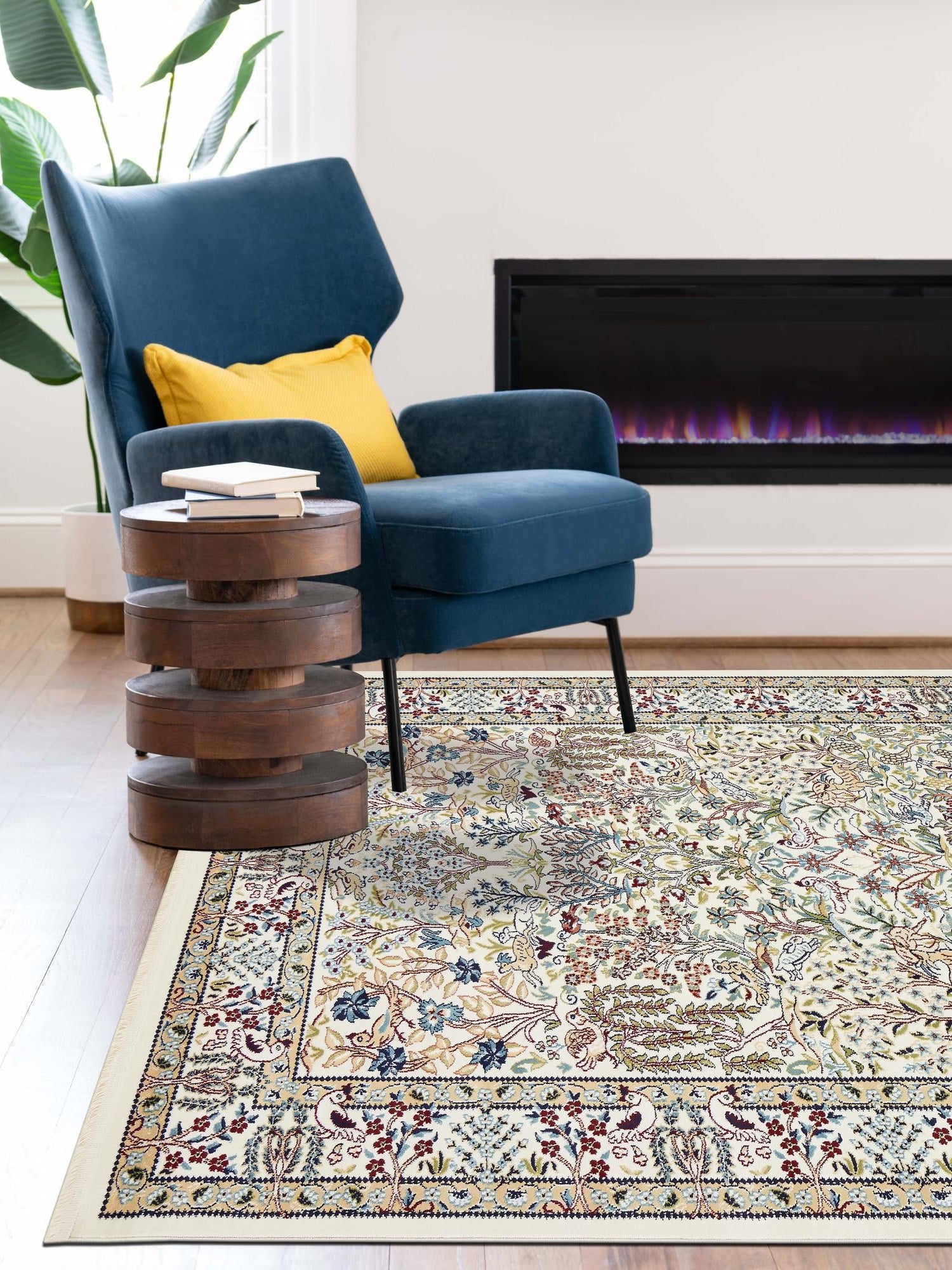 Ivory 7' 10 x 10' Narenj Rectangle Area Rug 85% Polypropylene & 15% Polyester Traditional Classic Carpet for Living, Dining, Bedrooms, Office for Sale at Rug Engine